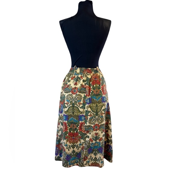 Vintage Anna G Orange Cream Pleated A-Line Skirt - Picture 4 of 15